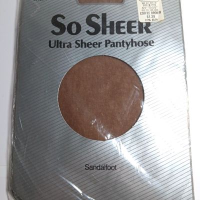 Vintage Marianne So Sheer Ultra Sheer Pantyhose Size B Coffee Brown Sandalfoot