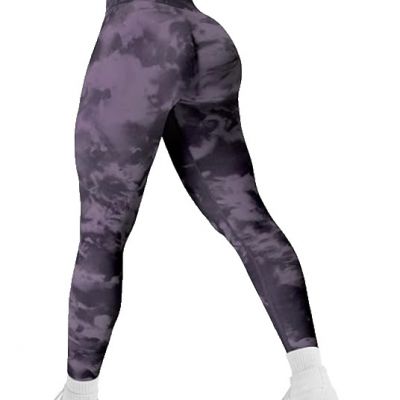 NEW YEOREO Workout Leggings Seamless Screen Print Women's M