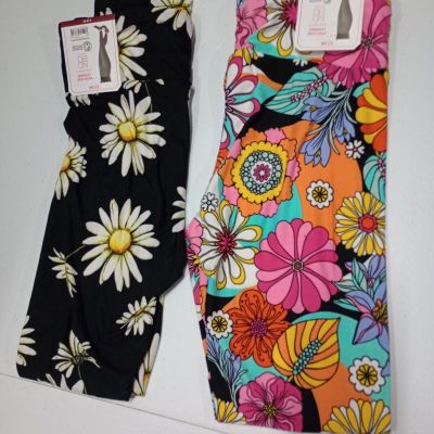 Flower High-Rise Leggings Ankle Length Hippie Style Women's Size S (3-5) 2 Piece