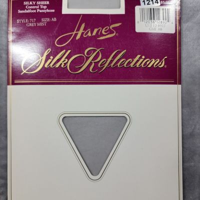 Hanes Silk Reflections Control Top Sandalfoot Pantyhose 717 Size AB Grey Mist