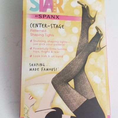 SPANX Star Power Center Stage Patterned Shaping Tights Black Noveau Size D NEW!