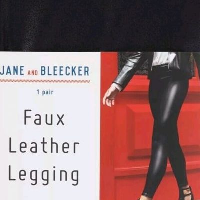 NWOT Jane And Bleecker Shiny Faux Leather Black Leggings Medium