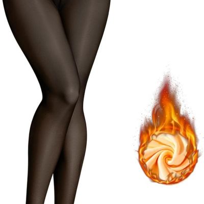 Aobiono Women Fleece Lined Tights Sheer Warm Pantyhose Fake Translucent Winter