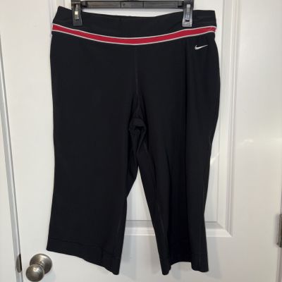 Nike Pants Large Adult Black Dri Fit Capri Leggings Stretch Logo Womens