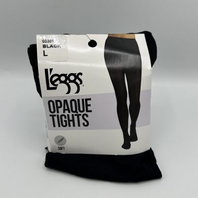 Leggs Opaque Black Tights Women’s Size Large 145-200LBS 1 Pair NWT