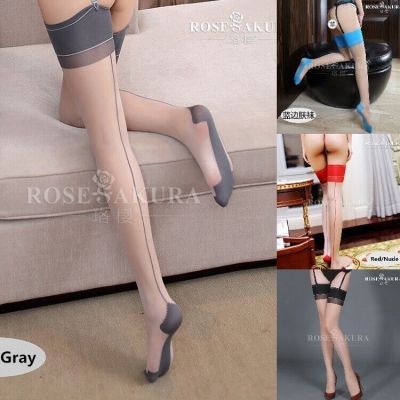 Rose Sakura Retro Style 2 Tone Back Seamed Stockings Thigh High Ultra-thin 0906