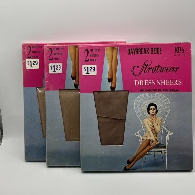 Strutwear Vtg Sheers Nylons Thigh High Stocking Seamed 6 Pairs NIB New 10 1/2