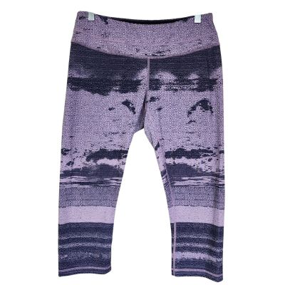 Lucy Purple and Gray Workout Yoga Capri Leggings