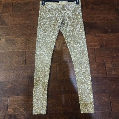 Parosh Women's Sequins Leggings Size M Yellow Slim Skinny Pants 09895310150 NWOT