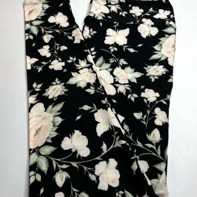 NEW LuLaRoe TC Leggings BLACK PEACH Green Romantic Rose Flower VINE Garden LEAF