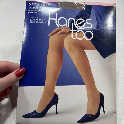 Hanes Too Day Sheer Control Top Pantyhose Size AB Barely There Style 136