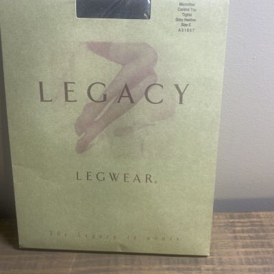 Legacy Legwear Microfiber Control Top Tights GREY HEATHER-SIZE E - A31857 - New