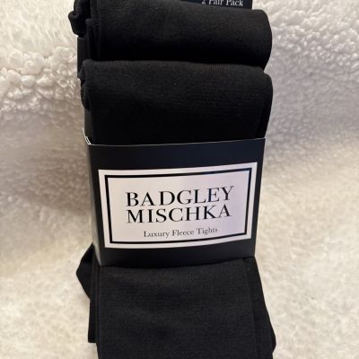 2pk Badgley Mischka Women's Luxury  Fleece  Tights S/M Black! 049