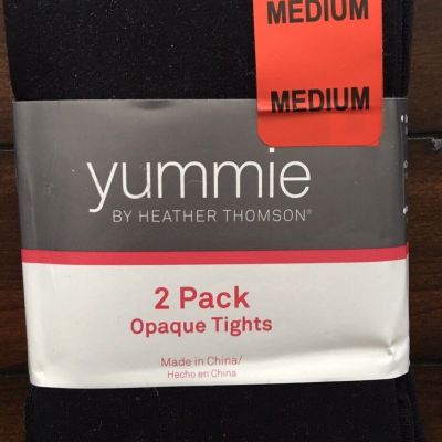 NEW 2 Pack Ladies Thick Opaque Black Tights Medium M Med 8 9 10 12 Yummie SOFT