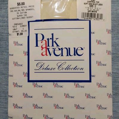 Vintage Park Avenue Pantyhose Sheer Control Top Soft Silky Legs Off White Size C