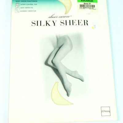 Vintage JC Penney Silky Sheer Pantyhose Sheer Caress Bone 81 Average BRAND NEW!