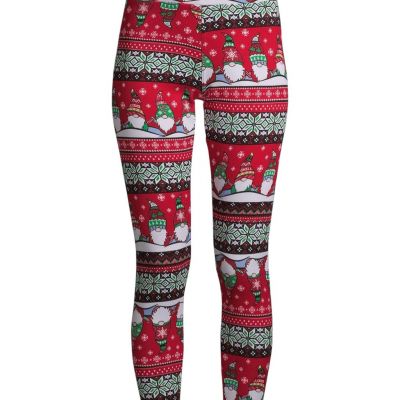 No Boundaries Juniors Plus Size 2X 19 Fleece Lined Leggings Gnomes Red Snow 897