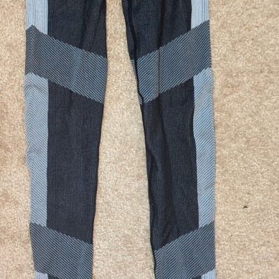 Black And White Striped/Block Leggings- Women's Size Small