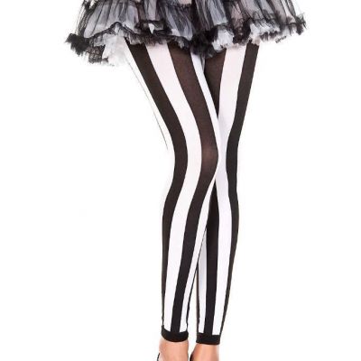 sexy MUSIC LEGS thick VERTICAL striped OPAQUE footless TIGHTS leggins STOCKINGS