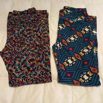 Women’s One Size Lularoe Leggings Lot Of 2 Multi Color NWOT