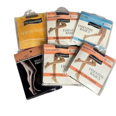 #8122 SHEER PANYHOSE SIZE Q TAN BLACK BEIGE COFFEE 6 PR